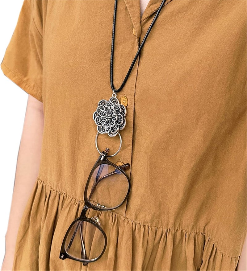 Decker Glasses Necklace Sunglasses Holder Hanging Ring Leather Cord Eyeglasses Strap Flower Loop Ring - Image 3
